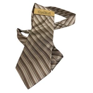Silk Brown Striped Tie with Gold Accent